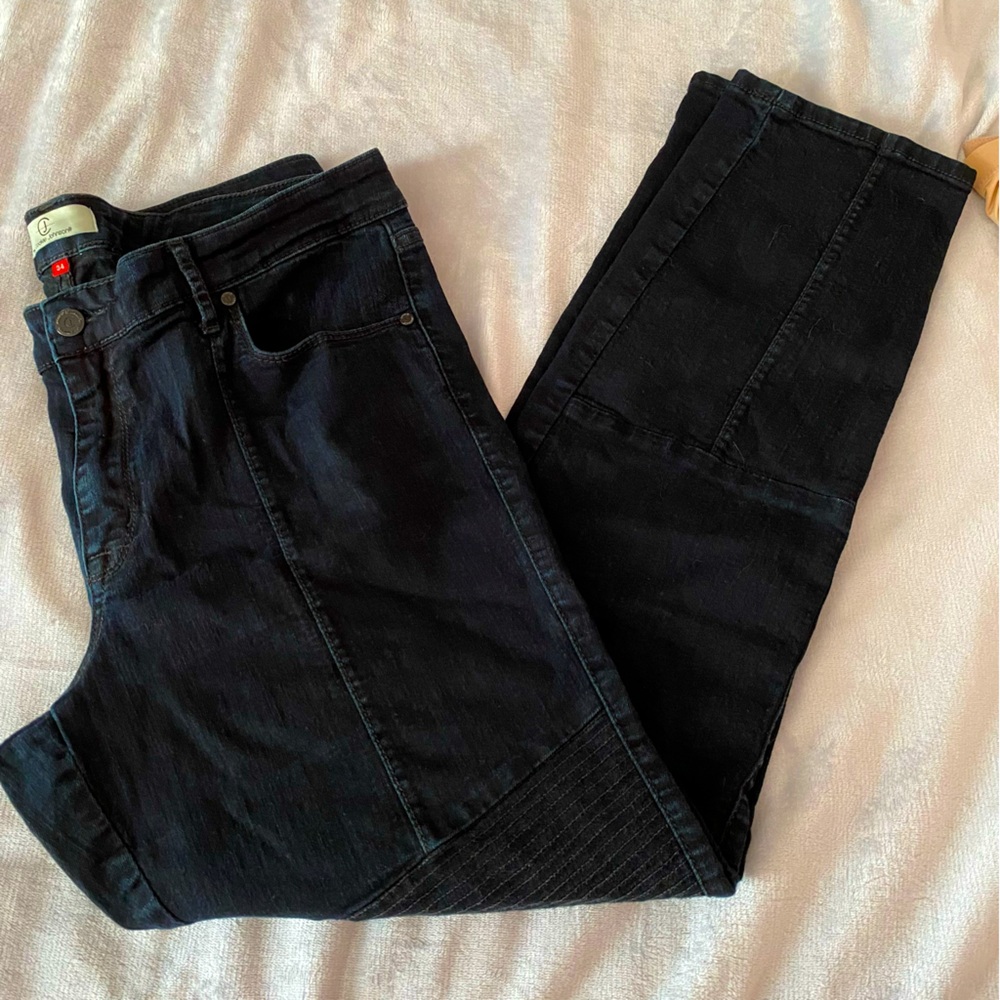 CJ by Cookie Johnson moto style dark wash jeans